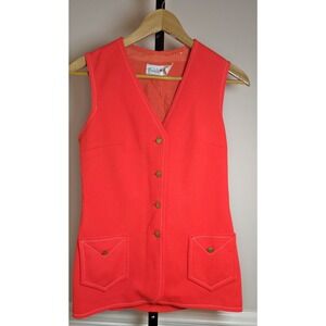 Vintage 60s Union Made Orange Waistcoat Vest Women's M Mod Preppy Layering Go-Go